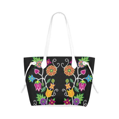 Floral Beadwork Clover Canvas Tote