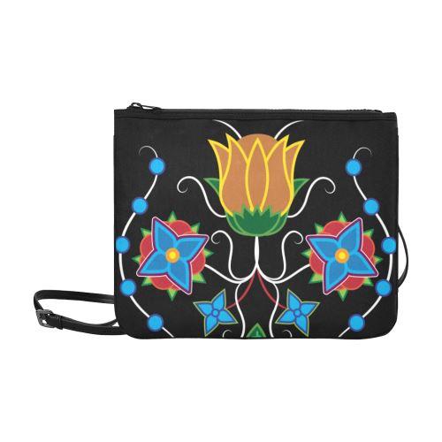 Floral Beadwork Slim Clutch Bag