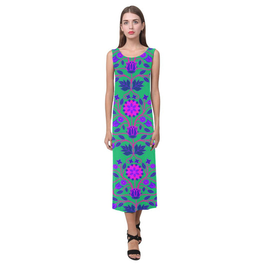 Floral Beadwork Phaedra Sleeveless Open Fork Long Dress