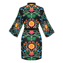 Load image into Gallery viewer, Floral Beadwork Four Clans Long Sleeve Kimono Robe Long Sleeve Kimono Robe e-joyer 
