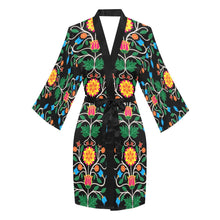 Load image into Gallery viewer, Floral Beadwork Four Clans Long Sleeve Kimono Robe Long Sleeve Kimono Robe e-joyer 
