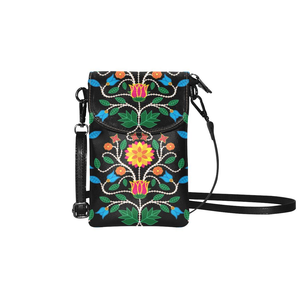 Floral Beadwork Four Clans Small Cell Phone Purse