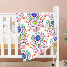 Load image into Gallery viewer, Floral Beadwork Four Clans White Baby Blanket 30&quot;x40&quot; Baby Blanket 30&quot;x40&quot; e-joyer 
