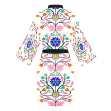 Load image into Gallery viewer, Floral Beadwork Four Clans White Long Sleeve Kimono Robe Long Sleeve Kimono Robe e-joyer 
