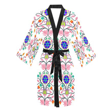 Load image into Gallery viewer, Floral Beadwork Four Clans White Long Sleeve Kimono Robe Long Sleeve Kimono Robe e-joyer 
