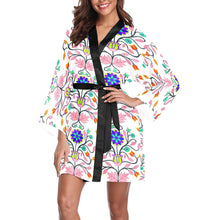 Load image into Gallery viewer, Floral Beadwork Four Clans White Long Sleeve Kimono Robe Long Sleeve Kimono Robe e-joyer 
