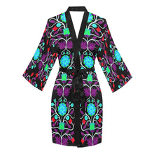 Load image into Gallery viewer, Floral Beadwork Four Clans Winter Long Sleeve Kimono Robe Long Sleeve Kimono Robe e-joyer 
