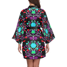 Load image into Gallery viewer, Floral Beadwork Four Clans Winter Long Sleeve Kimono Robe Long Sleeve Kimono Robe e-joyer 
