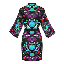 Load image into Gallery viewer, Floral Beadwork Four Clans Winter Long Sleeve Kimono Robe Long Sleeve Kimono Robe e-joyer 
