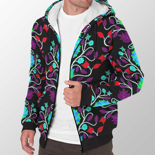 Floral Beadwork Sherpa Hoodie