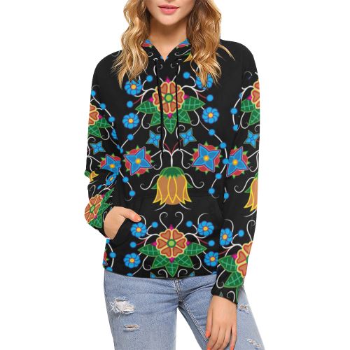 Floral Beadwork Four Mothers All Over Print Hoodie for Women (USA Size) (Model H13) All Over Print Hoodie for Women (H13) e-joyer 