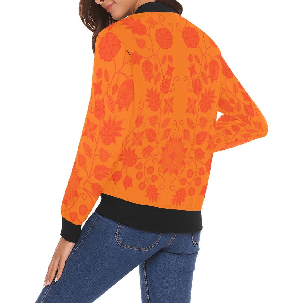 Floral Beadwork Bomber Jacket for Women