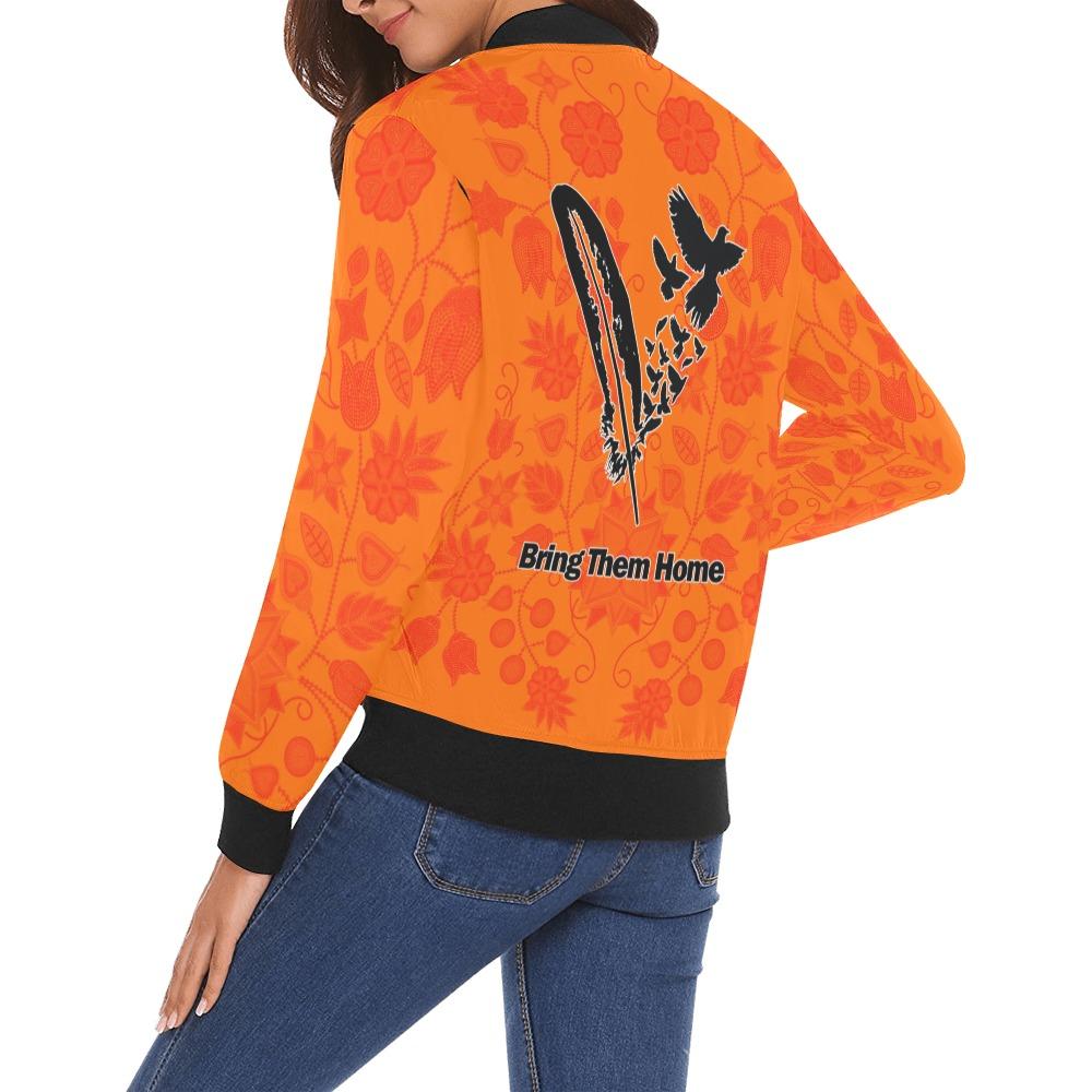 Floral Beadwork Bomber Jacket for Women
