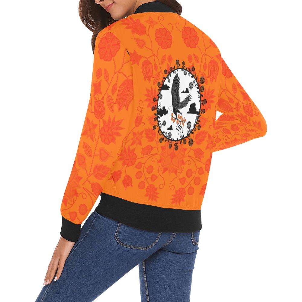 Floral Beadwork Bomber Jacket for Women