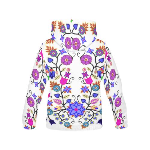 Floral Beadwork Seven Clans White All Over Print Hoodie for Women (USA Size) (Model H13) All Over Print Hoodie for Women (H13) e-joyer 