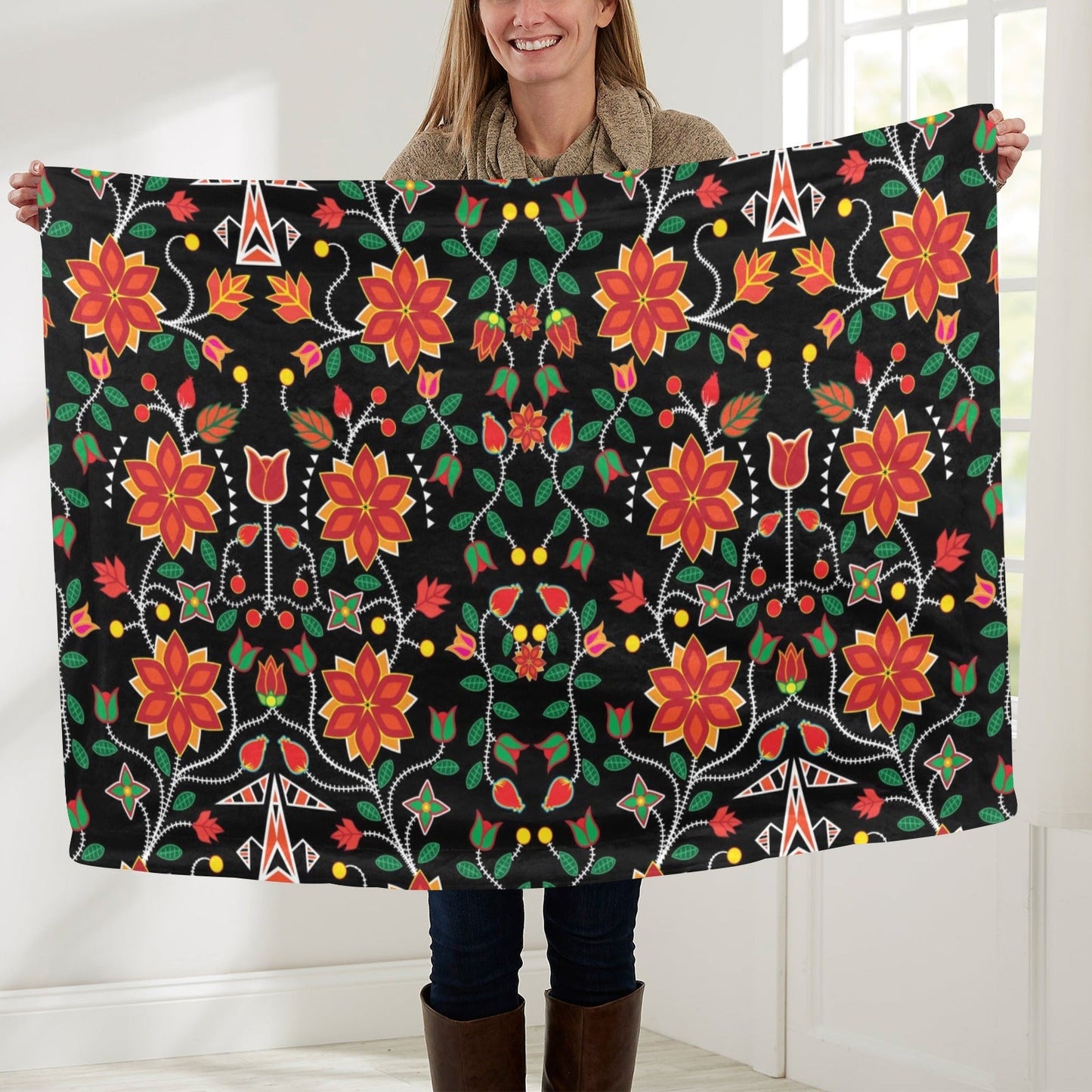 Floral Beadwork Six Bands Baby Blanket 40"x50" Baby Blanket 40"x50" e-joyer 