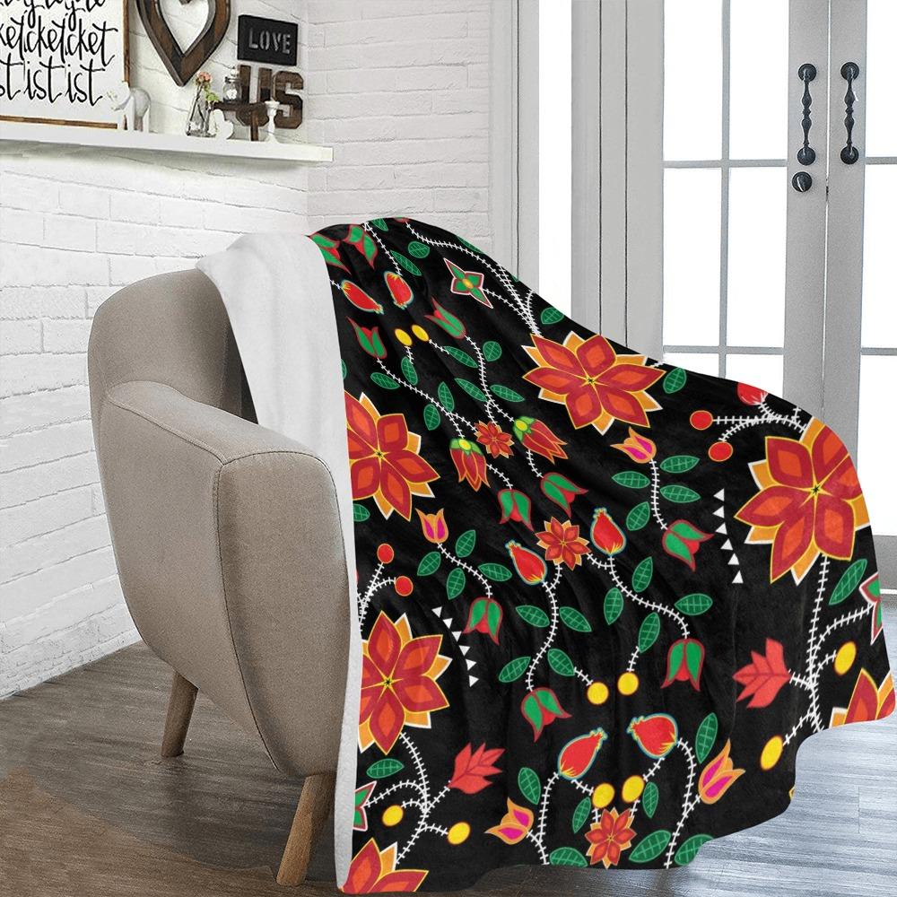 Floral Beadwork Six Bands Ultra-Soft Micro Fleece Blanket 60"x80" blanket e-joyer 