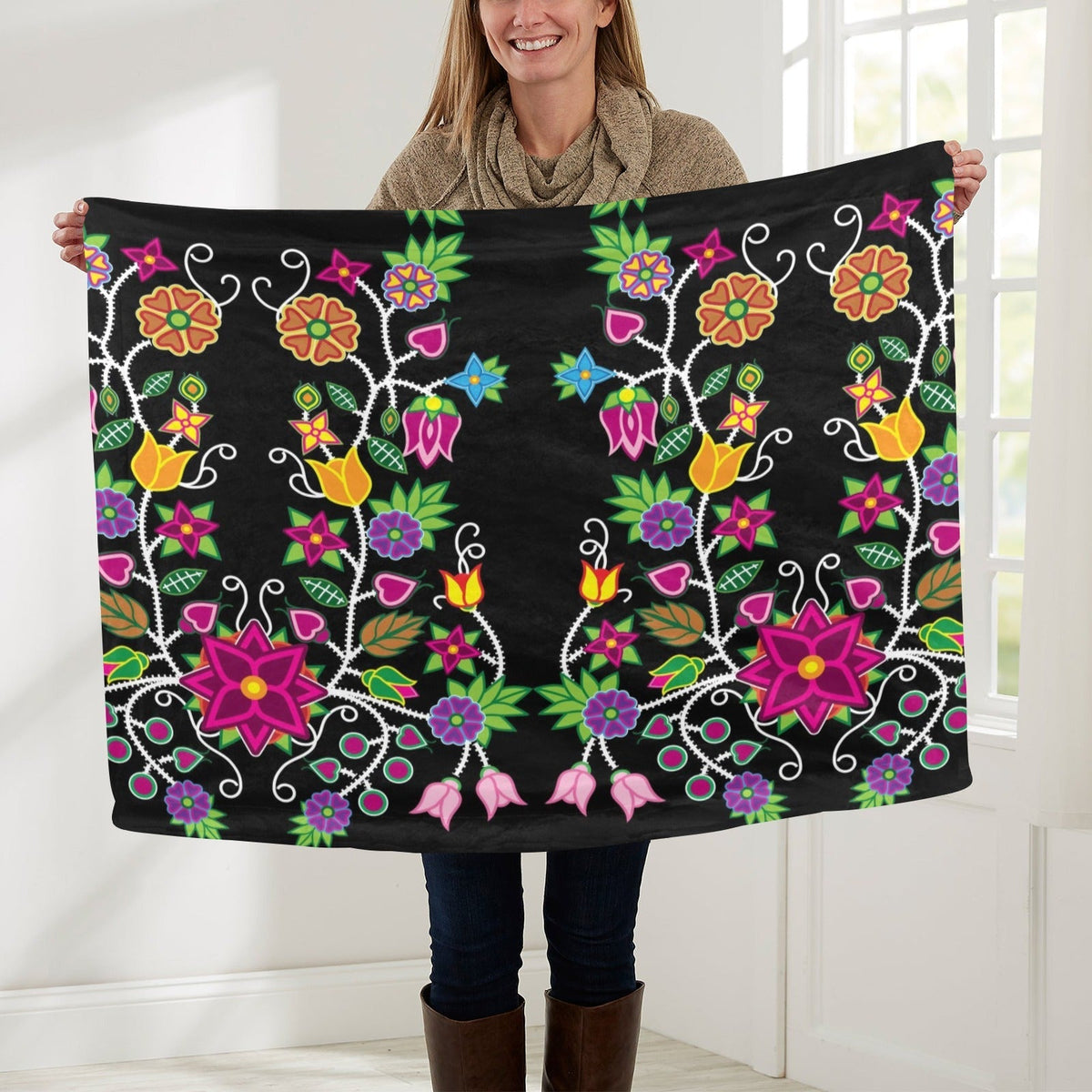 Floral Beadwork Small Baby Blanket by 49 Dzine