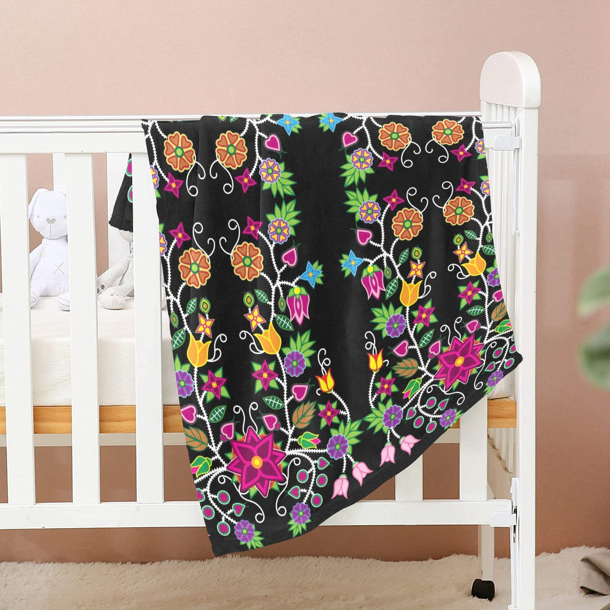 Floral Beadwork Small Baby Blanket by 49 Dzine (image 2)