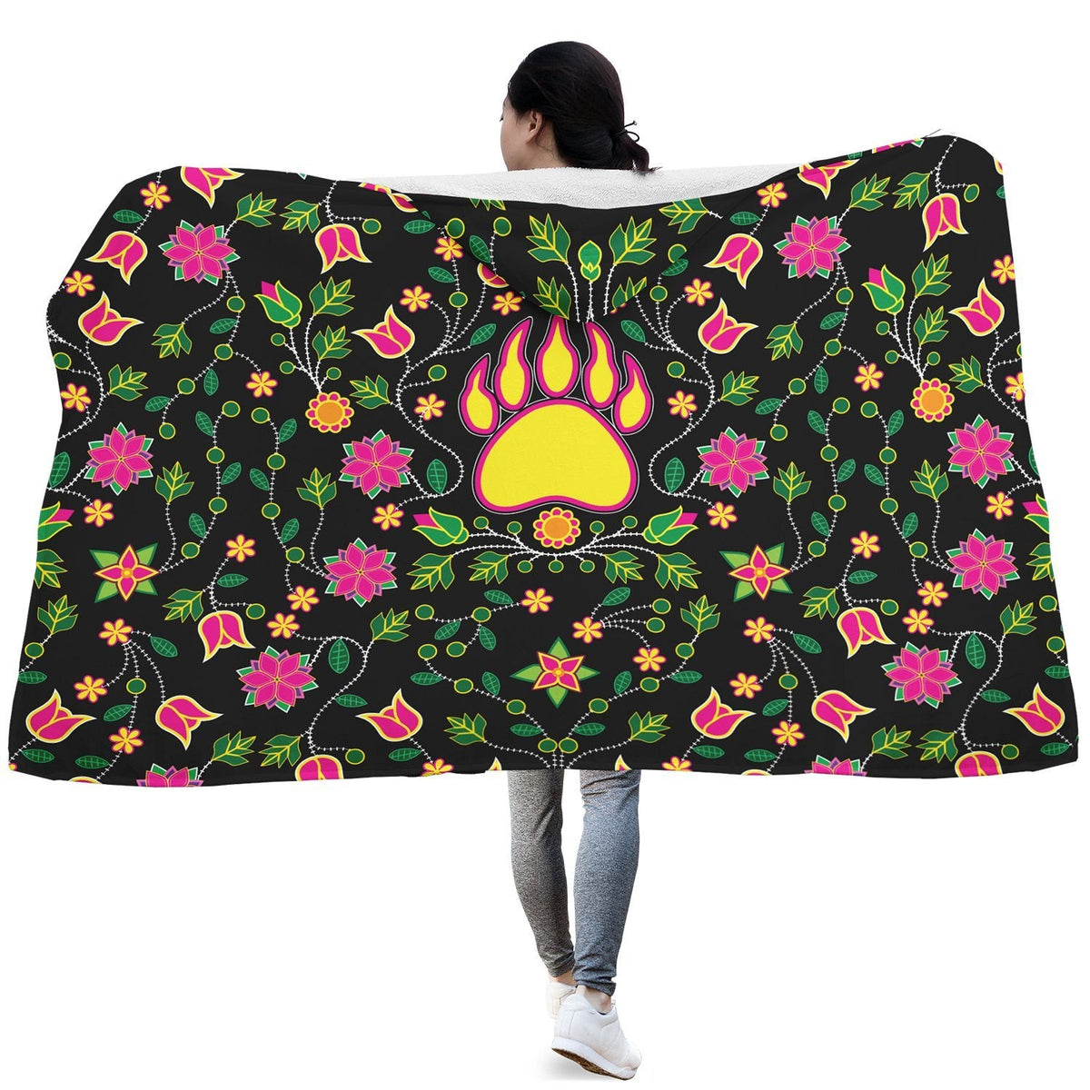 Floral Bearpaw Hooded Blanket