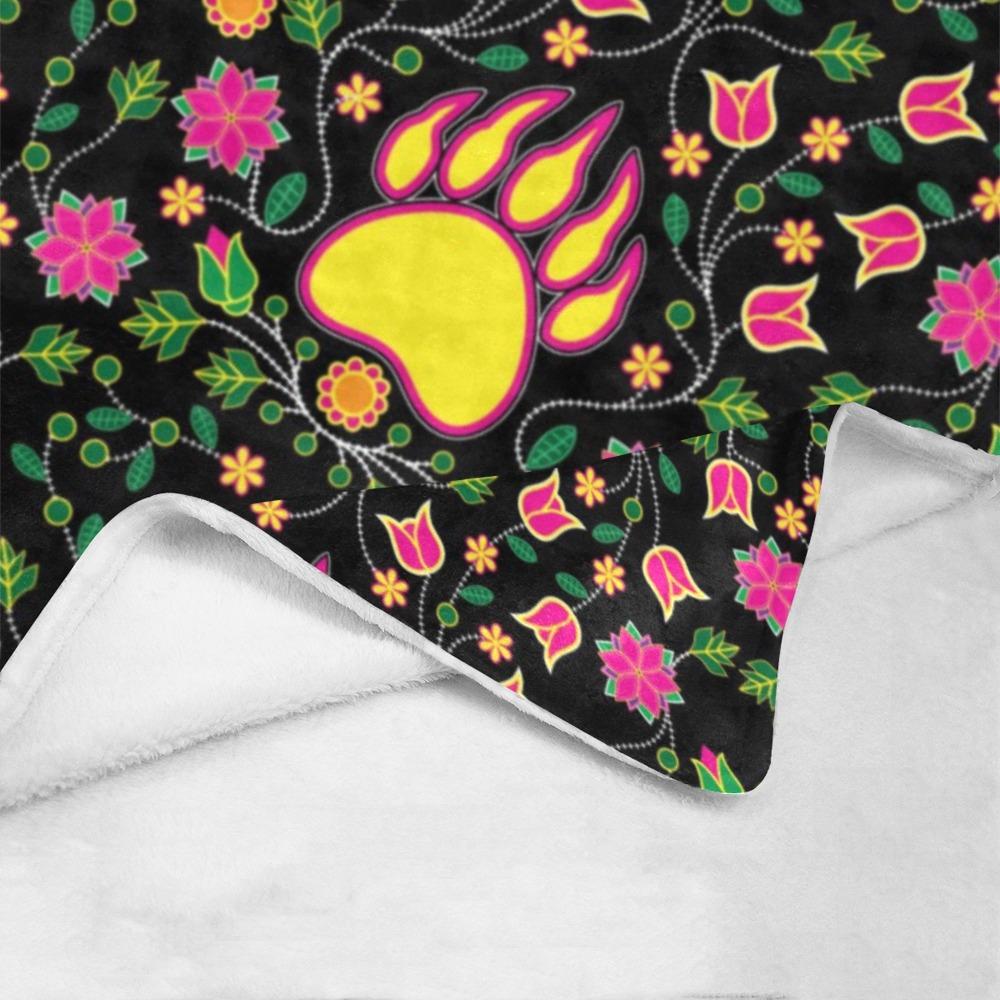 Floral Bearpaw Pink and Yellow Ultra-Soft Micro Fleece Blanket 60"x80" blanket e-joyer 