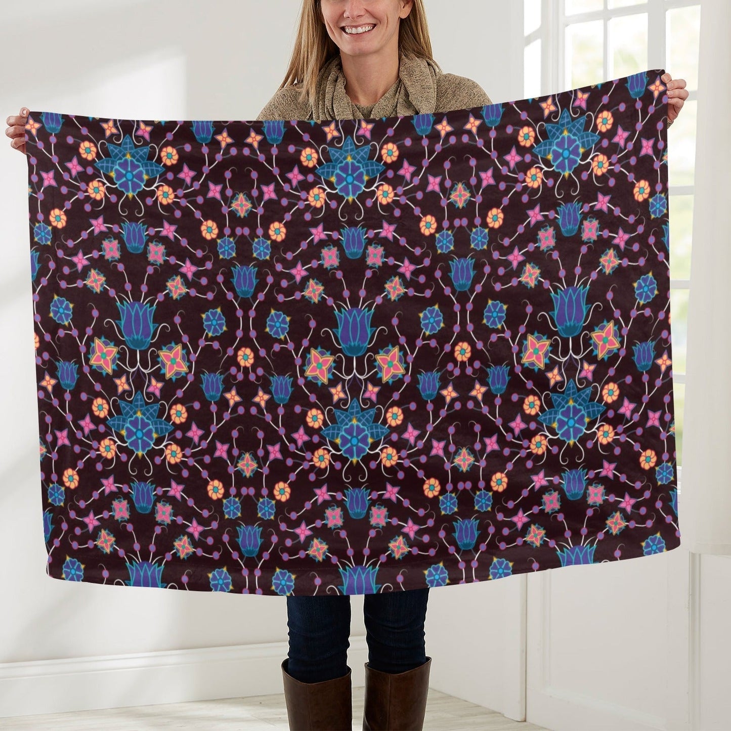 Floral Damask Purple Baby Blanket 40"x50" Baby Blanket 40"x50" e-joyer 