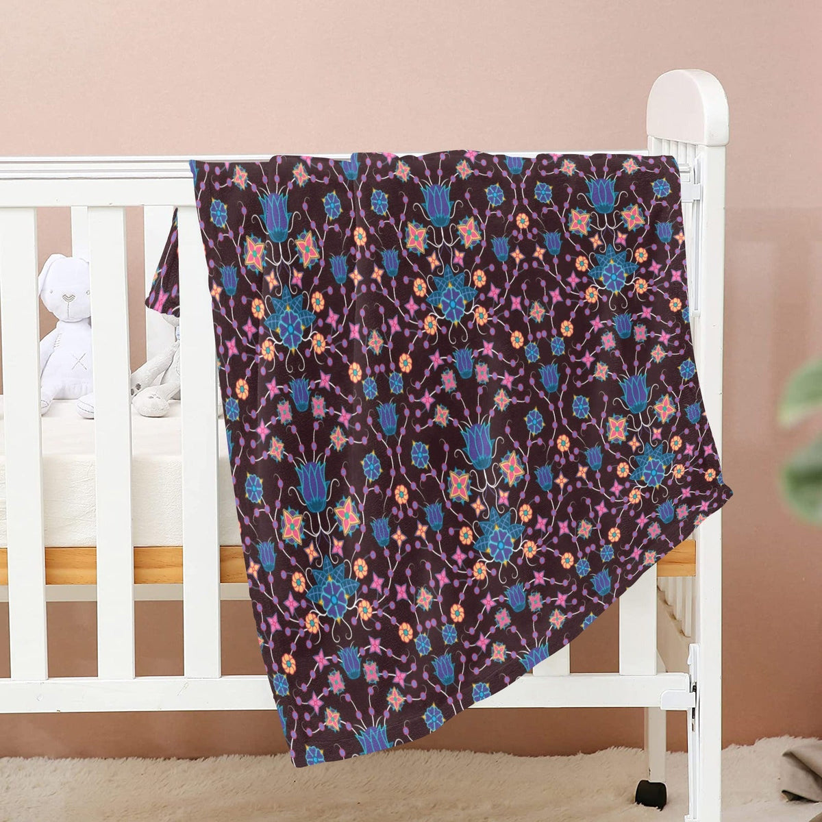 Floral Damask Purple Large Baby Blanket by 49 Dzine (image 2)