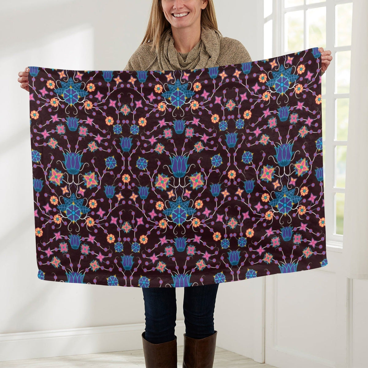 Floral Damask Purple Small Baby Blanket by 49 Dzine