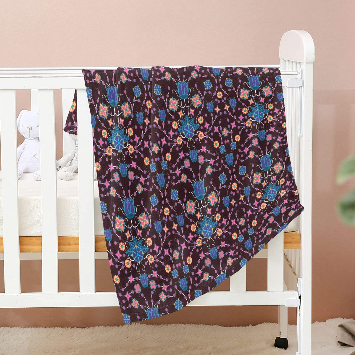 Floral Damask Purple Small Baby Blanket by 49 Dzine (image 2)