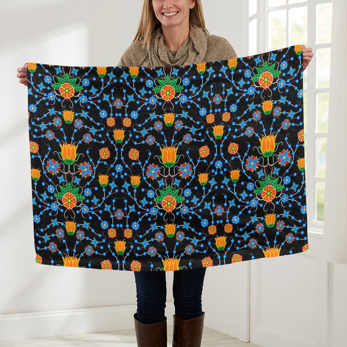Floral Damask Small Baby Blanket by 49 Dzine