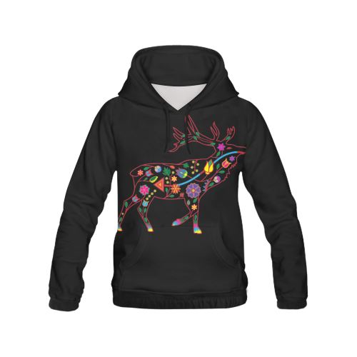 Floral Elk All Over Print Hoodie for Women (USA Size) (Model H13) All Over Print Hoodie for Women (H13) e-joyer 