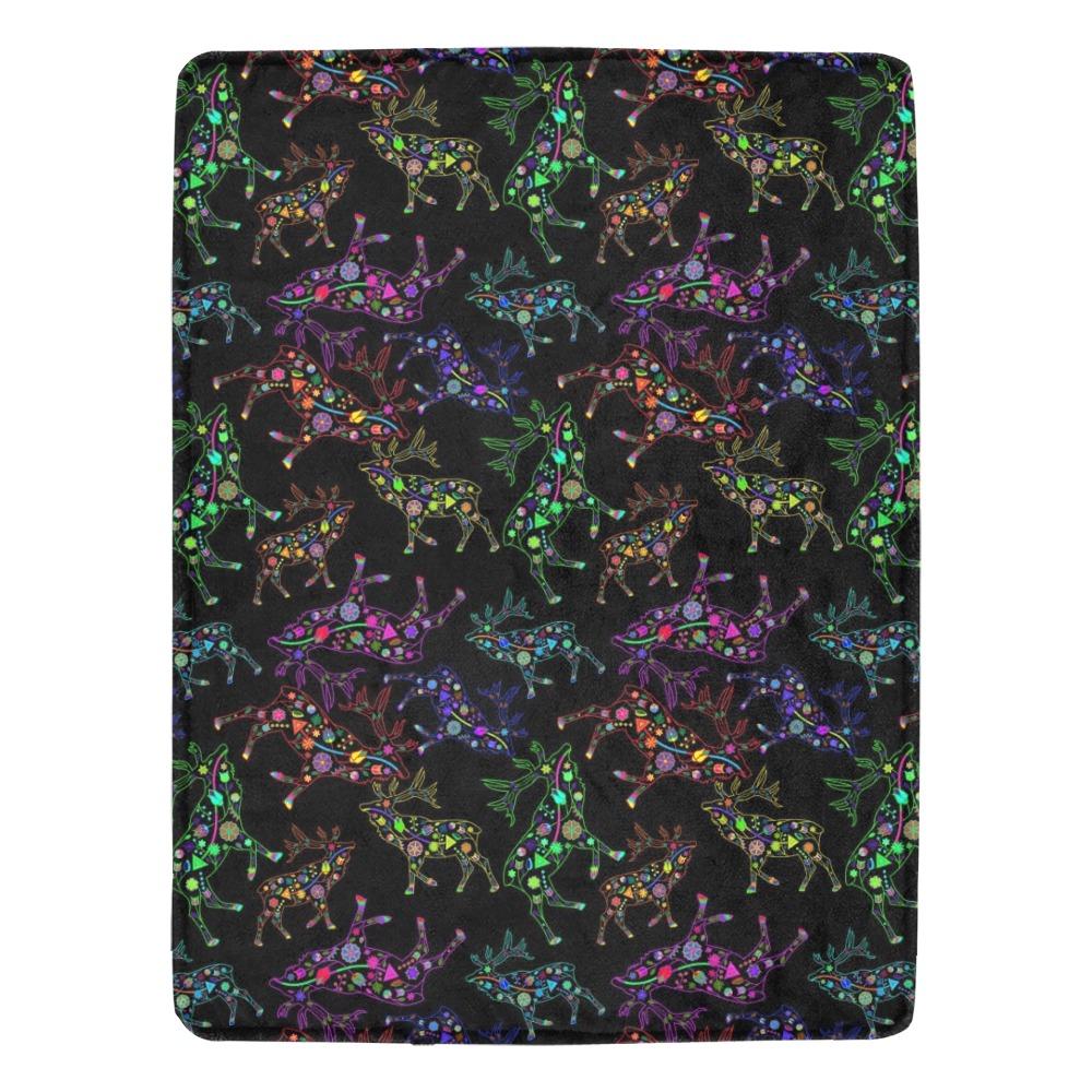 Floral Elk Ultra-Soft Micro Fleece Blanket 60"x80" Ultra-Soft Blanket 60''x80'' e-joyer 