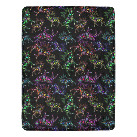 Floral Elk Ultra-Soft Micro Fleece Blanket 60"x80" Ultra-Soft Blanket 60''x80'' e-joyer 