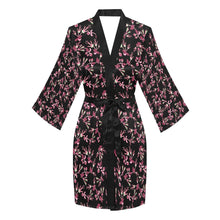 Load image into Gallery viewer, Floral Green Black Long Sleeve Kimono Robe Long Sleeve Kimono Robe e-joyer 
