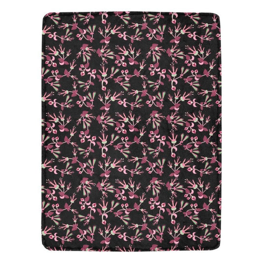 Floral Green Black Ultra-Soft Micro Fleece Blanket 60"x80" Ultra-Soft Blanket 60''x80'' e-joyer 