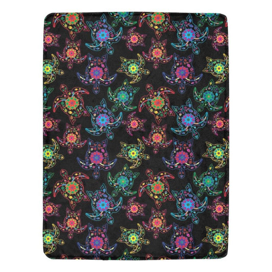 Floral Turtle Ultra-Soft Micro Fleece Blanket 60"x80" Ultra-Soft Blanket 60''x80'' e-joyer 