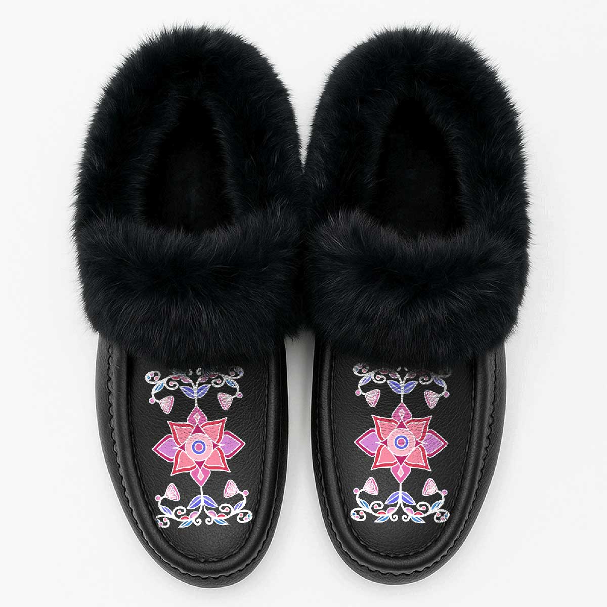 Frost Flower Circle Fur Moccasin