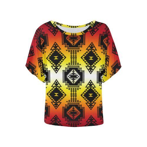Geometric Gathering Batwing Blouse