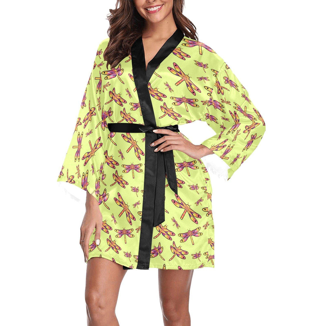 Gathering Lime Long Sleeve Kimono Robe Long Sleeve Kimono Robe e-joyer 