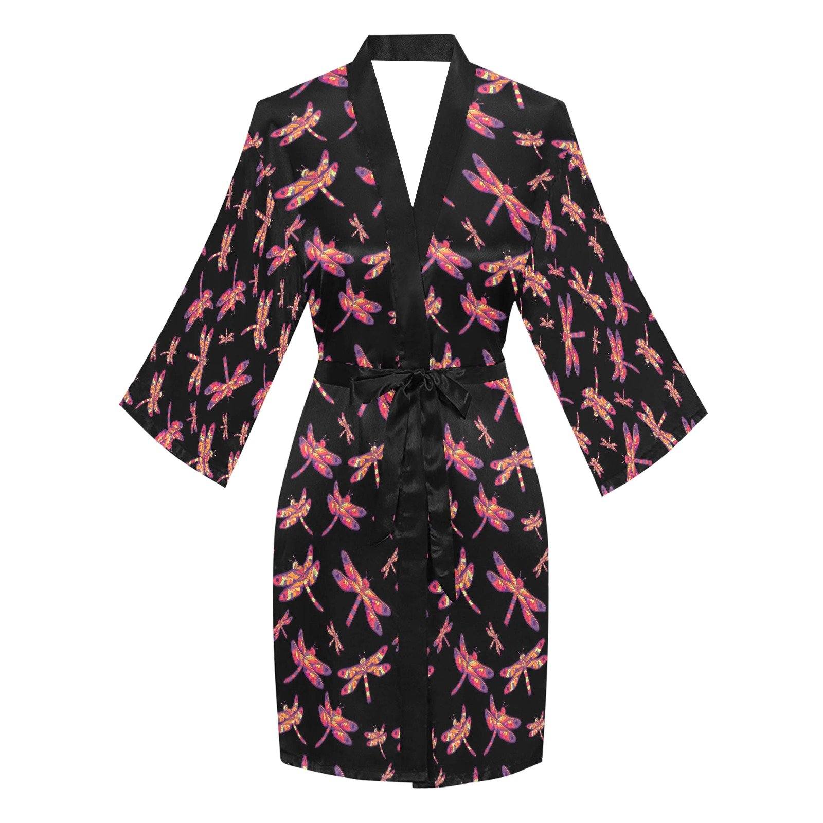 Gathering Noir Long Sleeve Kimono Robe Long Sleeve Kimono Robe e-joyer 