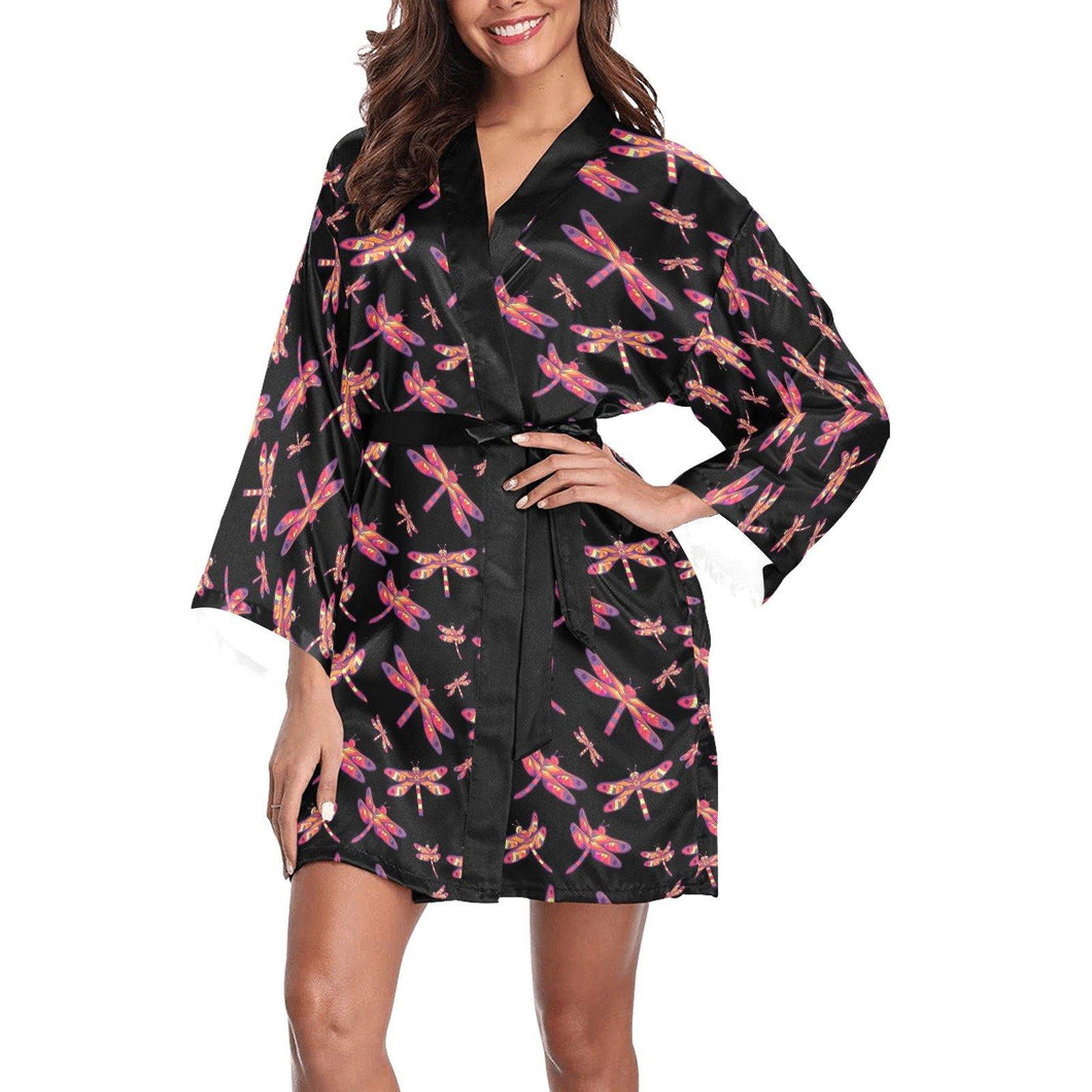 Gathering Noir Long Sleeve Kimono Robe Long Sleeve Kimono Robe e-joyer 