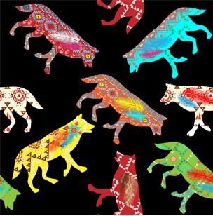 Gathering of the Wolves Cotton Poplin Fabric By the Yard fabric NBprintex 