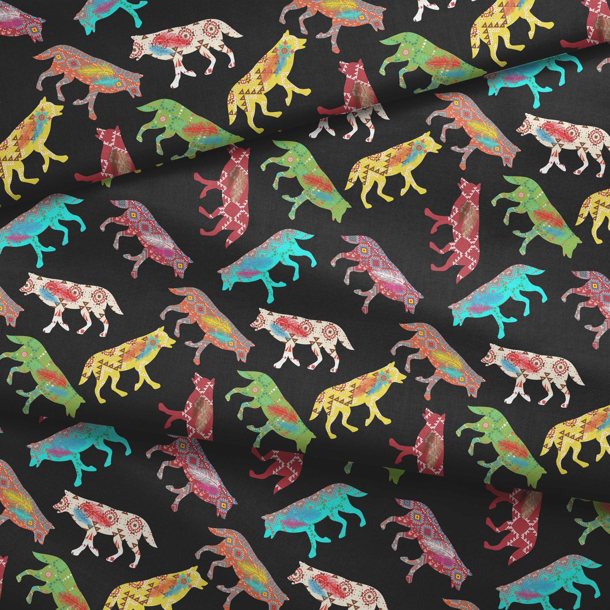 Gathering of the Wolves Cotton Sateen Fabric By the Yard 49 Dzine 