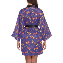 Load image into Gallery viewer, Gathering Purple Long Sleeve Kimono Robe Long Sleeve Kimono Robe e-joyer 
