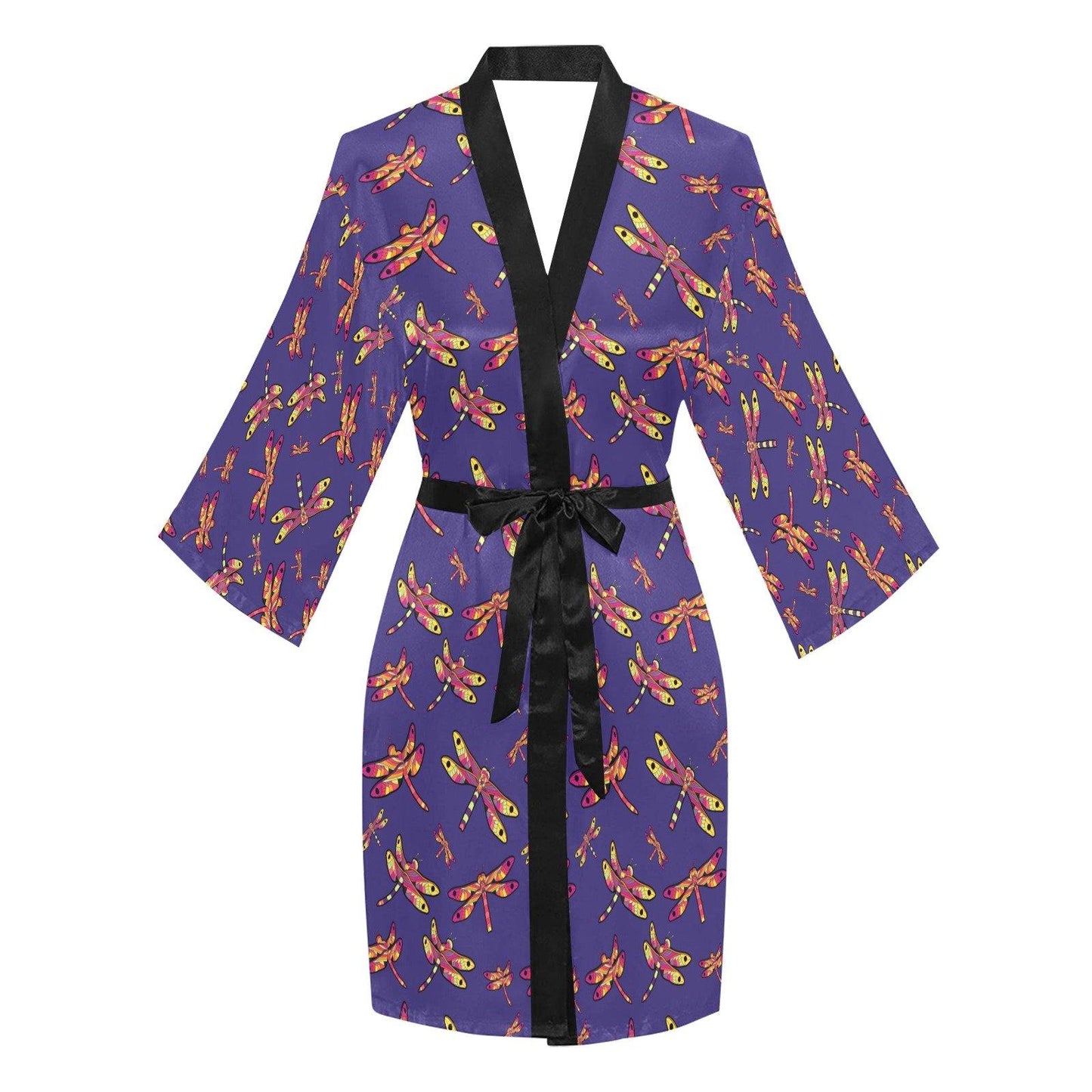 Gathering Purple Long Sleeve Kimono Robe Long Sleeve Kimono Robe e-joyer 