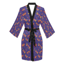 Load image into Gallery viewer, Gathering Purple Long Sleeve Kimono Robe Long Sleeve Kimono Robe e-joyer 
