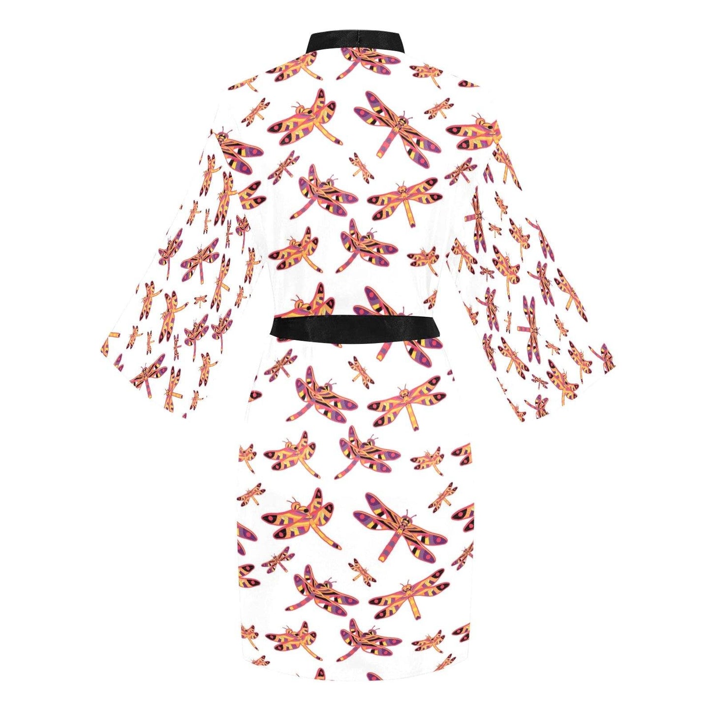 Gathering White Long Sleeve Kimono Robe Long Sleeve Kimono Robe e-joyer 