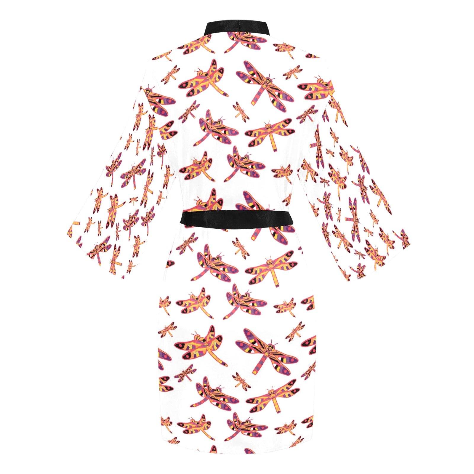 Gathering White Long Sleeve Kimono Robe Long Sleeve Kimono Robe e-joyer 