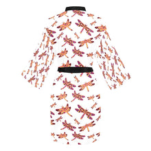 Load image into Gallery viewer, Gathering White Long Sleeve Kimono Robe Long Sleeve Kimono Robe e-joyer 
