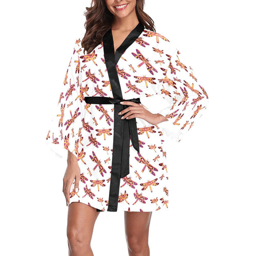 Gathering White Long Sleeve Kimono Robe Long Sleeve Kimono Robe e-joyer 